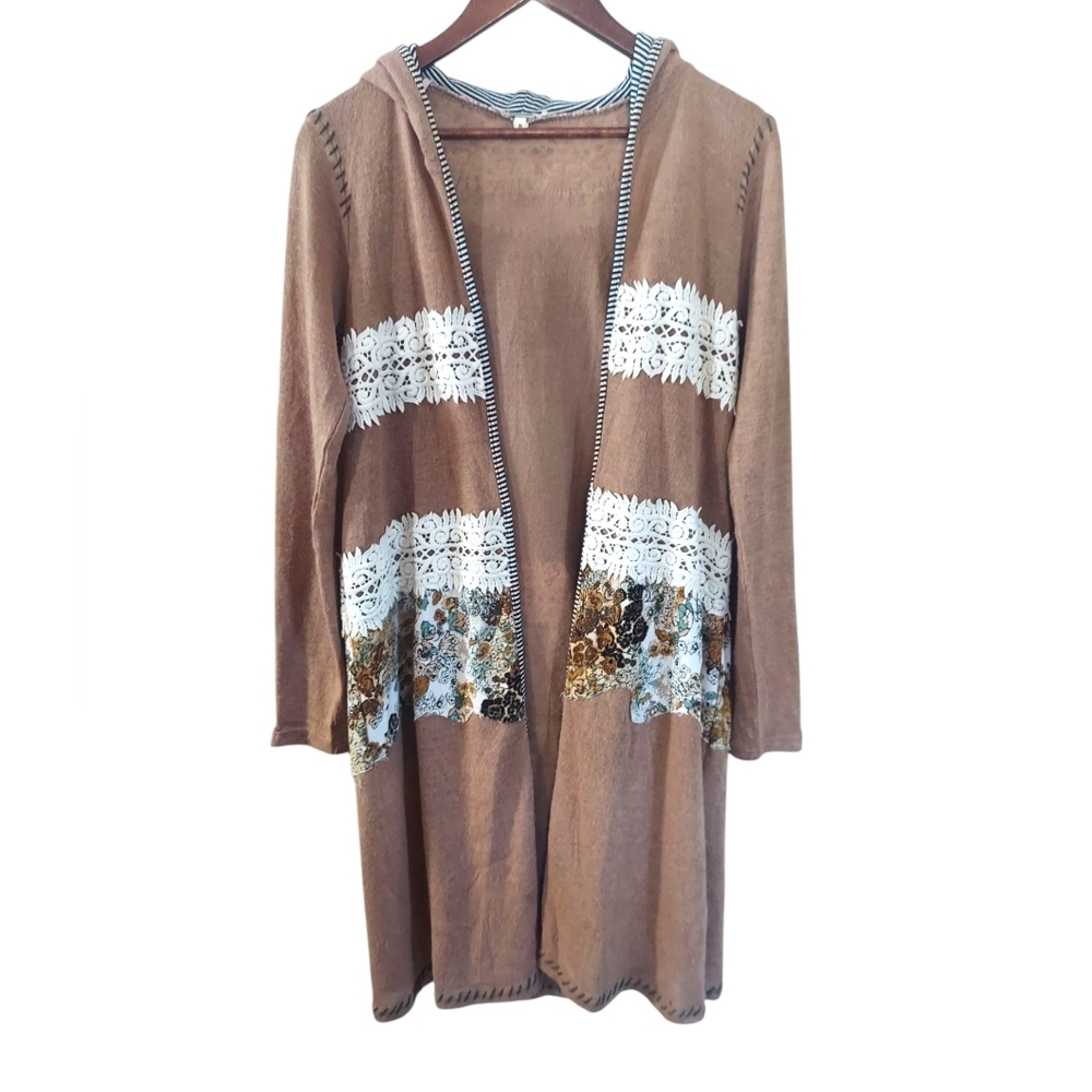 Gimmicks by BKE Floral Paisley Open Front Sweater Cardigan